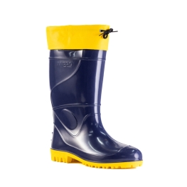 BOTA PVC AQUI CANO LONGO COM POLAINA AZUL/AMARELA